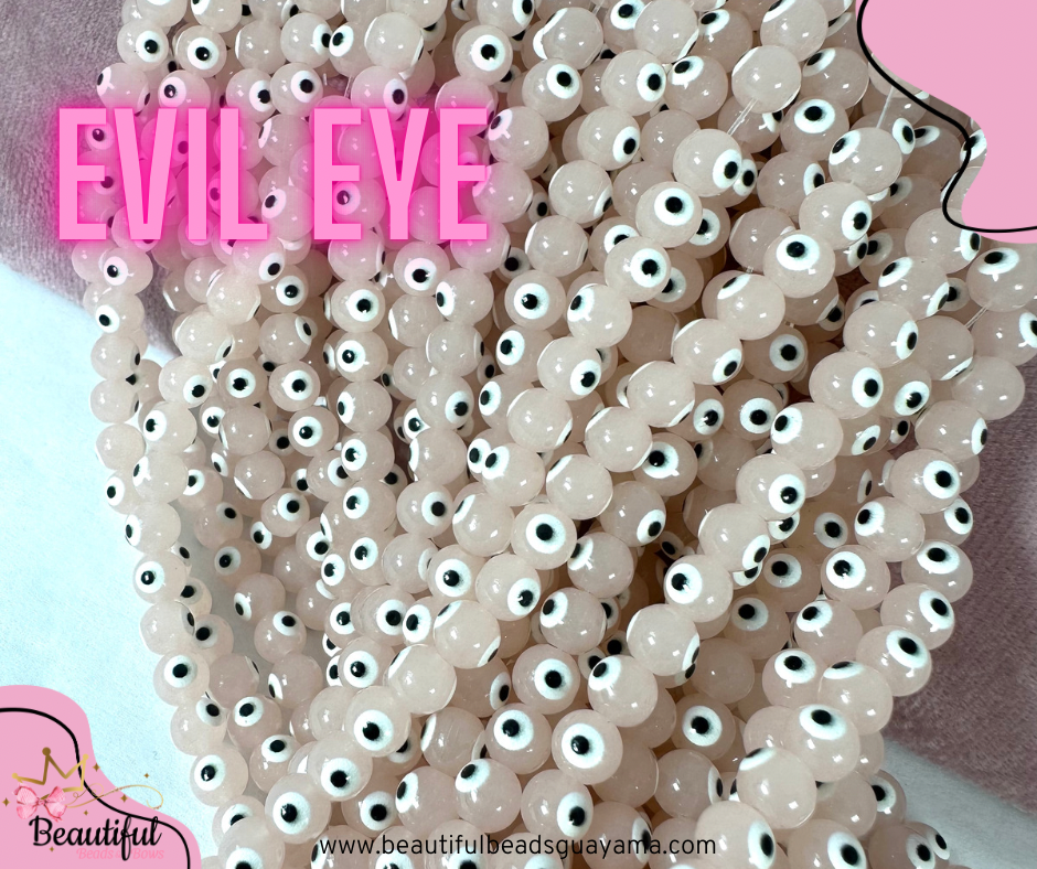 Round Pink Evil Eye 6mm