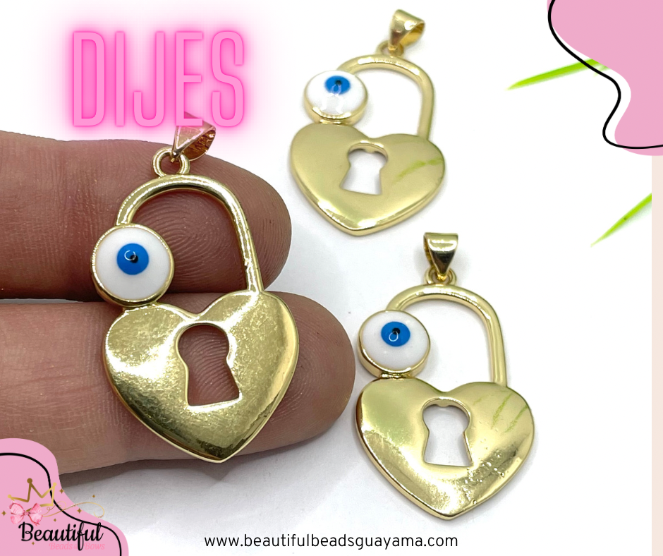 18KGP Heart Lock Eye 1pc