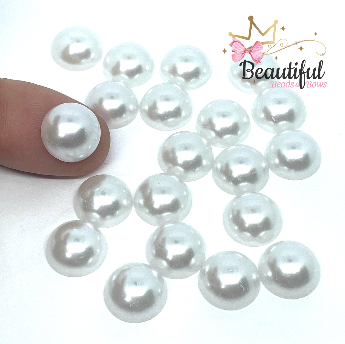 White Pearl Flatback 12mm
