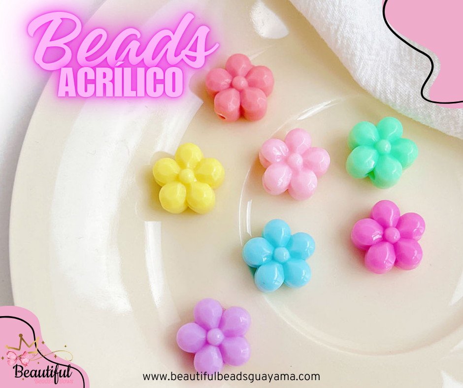 Acrylic Flower Beads 12pc