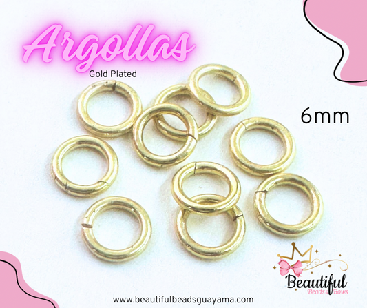 24KGP 6mm Argollas 10pc