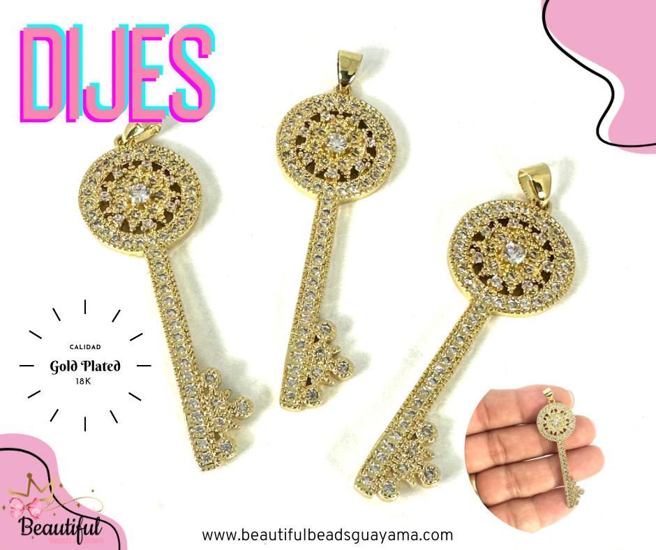 18KGP Rhinestone Key 1pc