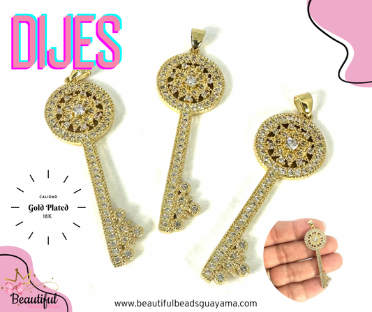 18KGP Rhinestone Key 1pc