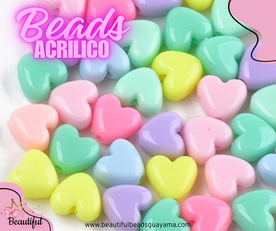 Acrylic Heart Beads 20pc