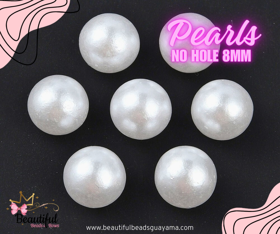 White Pearl No Hole 8mm 50pc