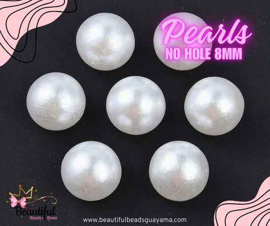 White Pearl No Hole 8mm 50pc