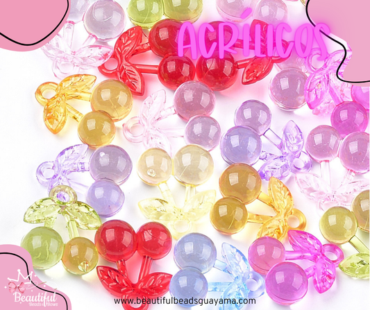 Transparent Acrylic Cherry 10pc