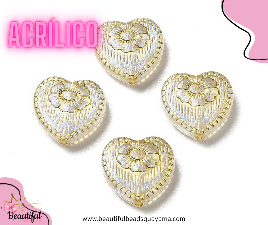 Plating Acrylic Heart 10pc