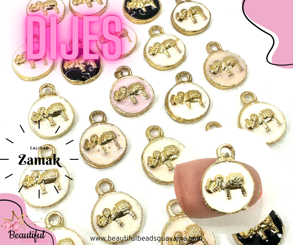 Zamak Esmaltado Elefante 1pc