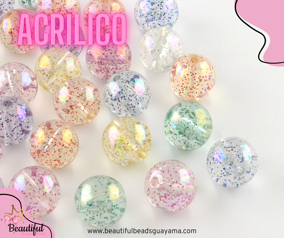 AB Glitter Bead 12mm 8pc