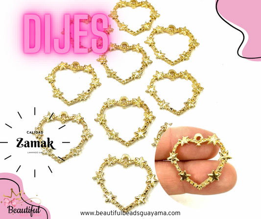 Zamak Heart w/Star 2pc