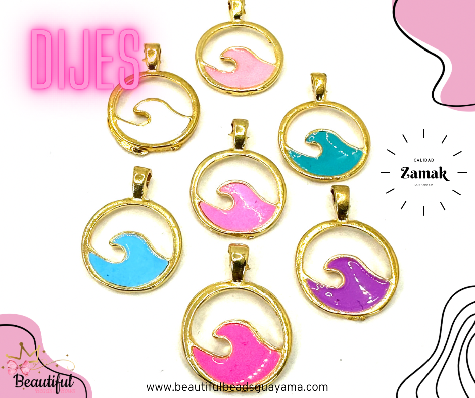 Zamak Esmaltado Olas 2pc