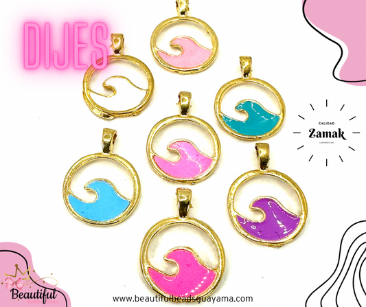 Zamak Esmaltado Olas 2pc