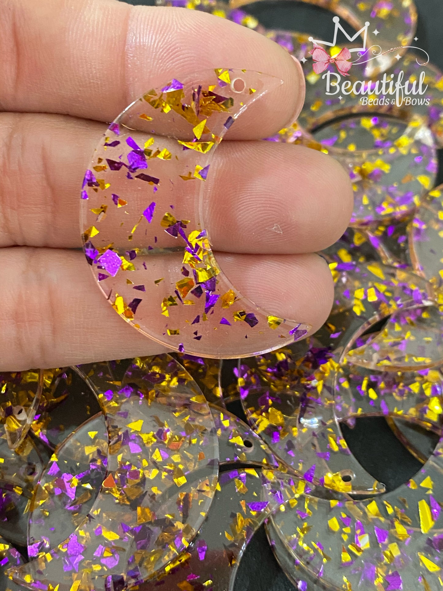 Luna en resina (clear gold and purple)