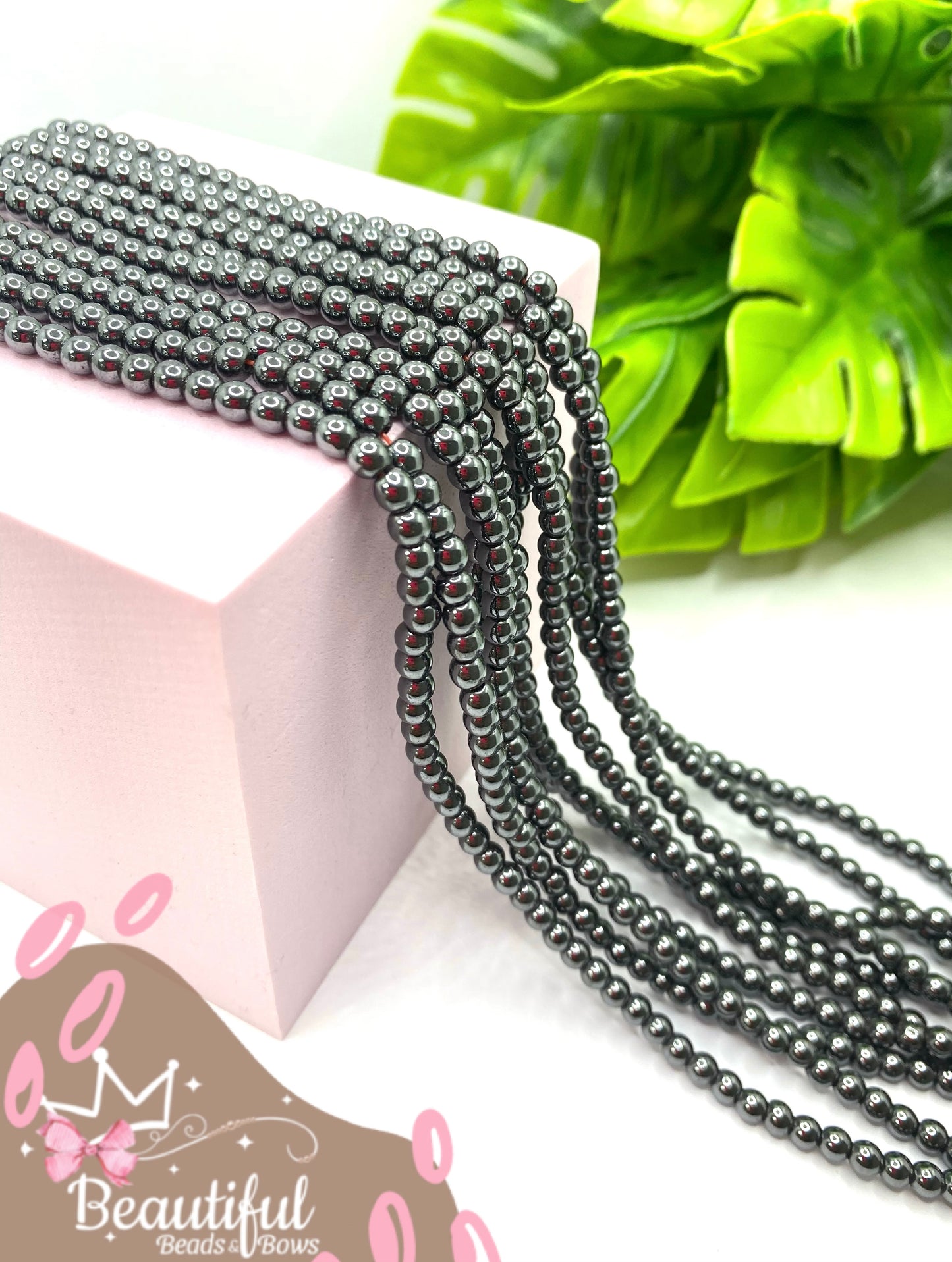 Black Round Hematite (6 y 4mm)