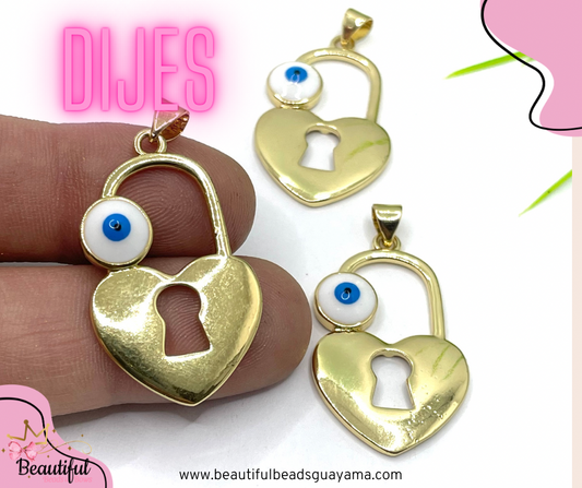 18KGP Heart Lock Eye 1pc