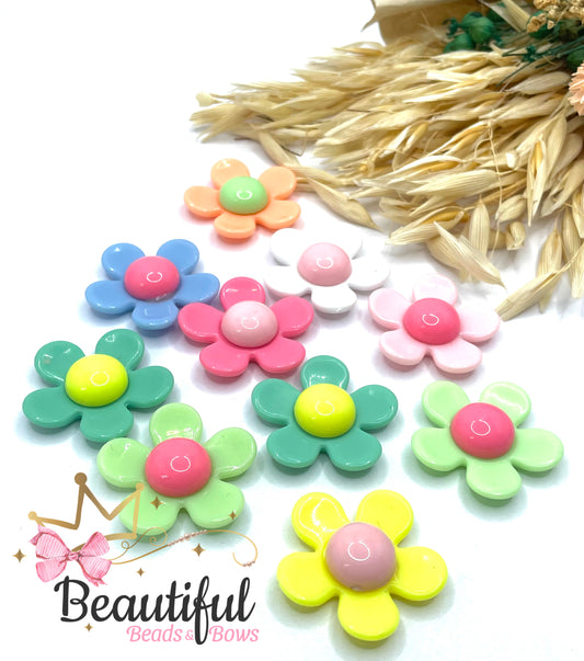 Acrylic Flower Beads 3pc
