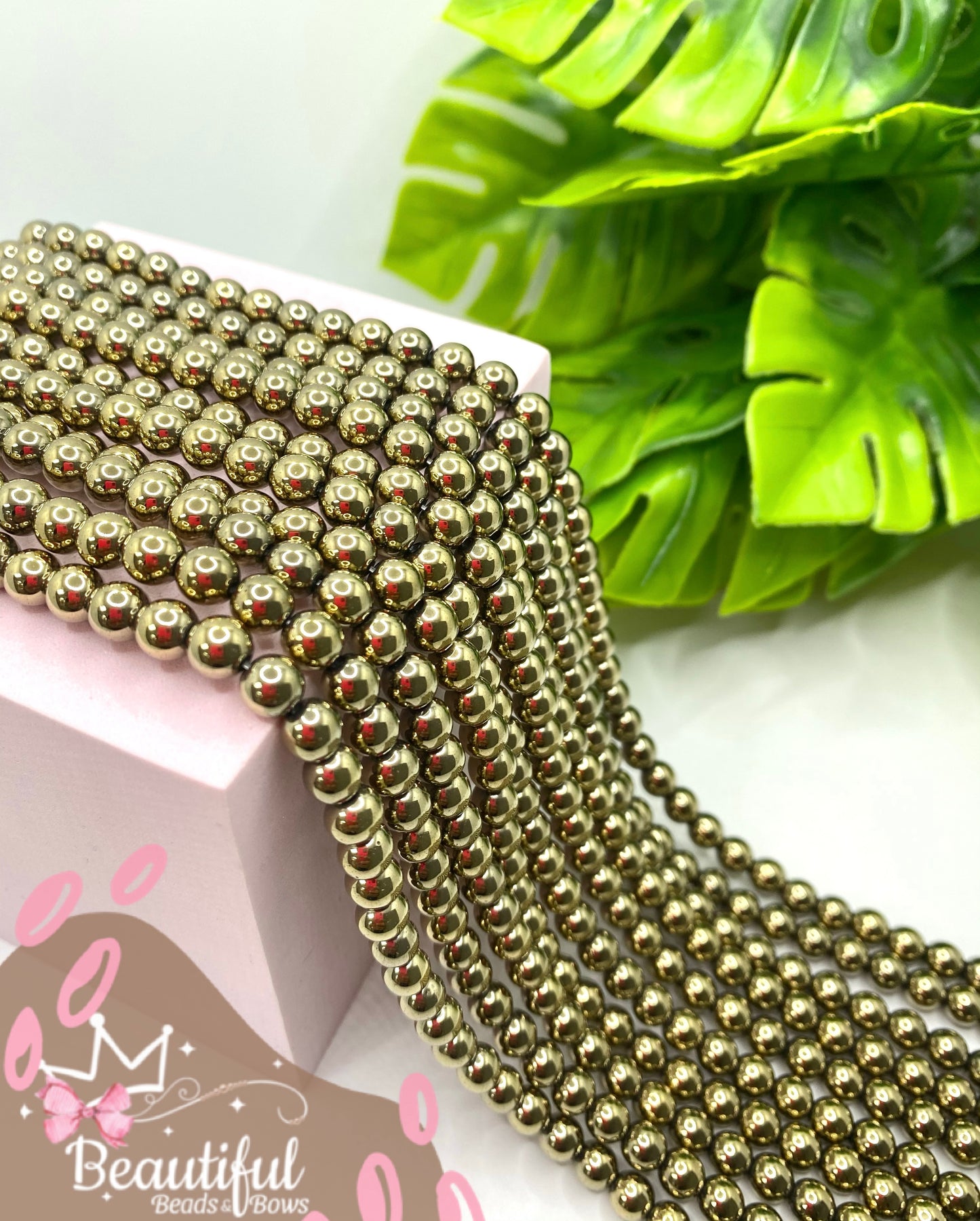 Light Gold Round Hematite (8y6mm)