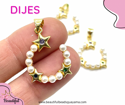 18KGP Pearl Star & Moon 1pc
