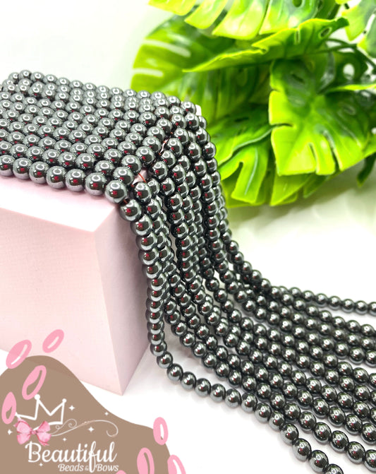 Black Round Hematite (6 y 4mm)