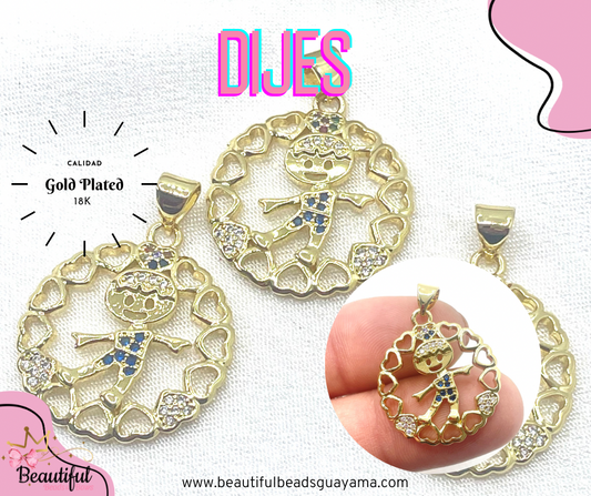 18KGP Round Boy Pendant 1pc