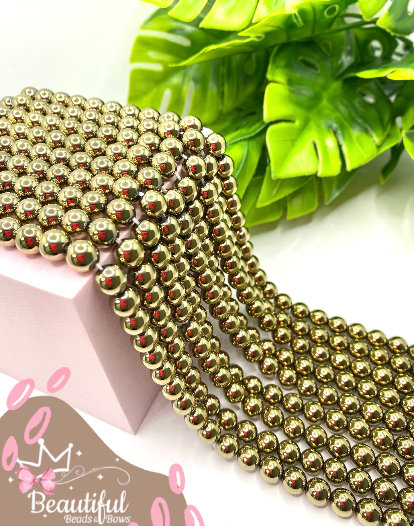 Light Gold Round Hematite (8y6mm)