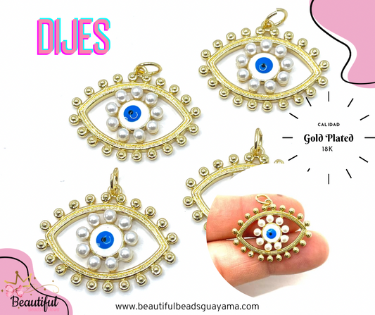 18KGP Pearl Evil Eye 1pc