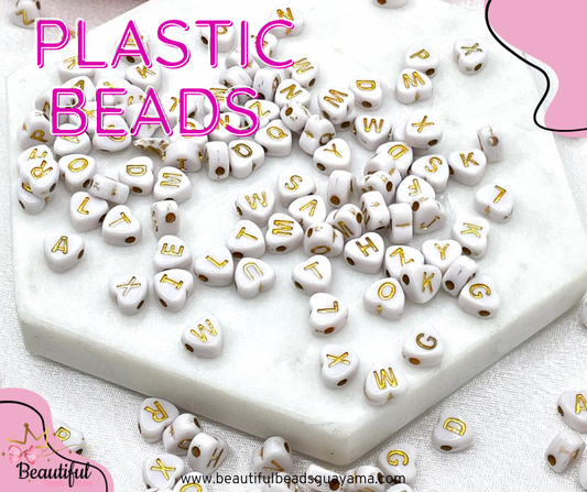 Acrylic Heart Letter Beads 50pc