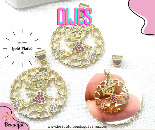 18KGP Round Girl Pendant